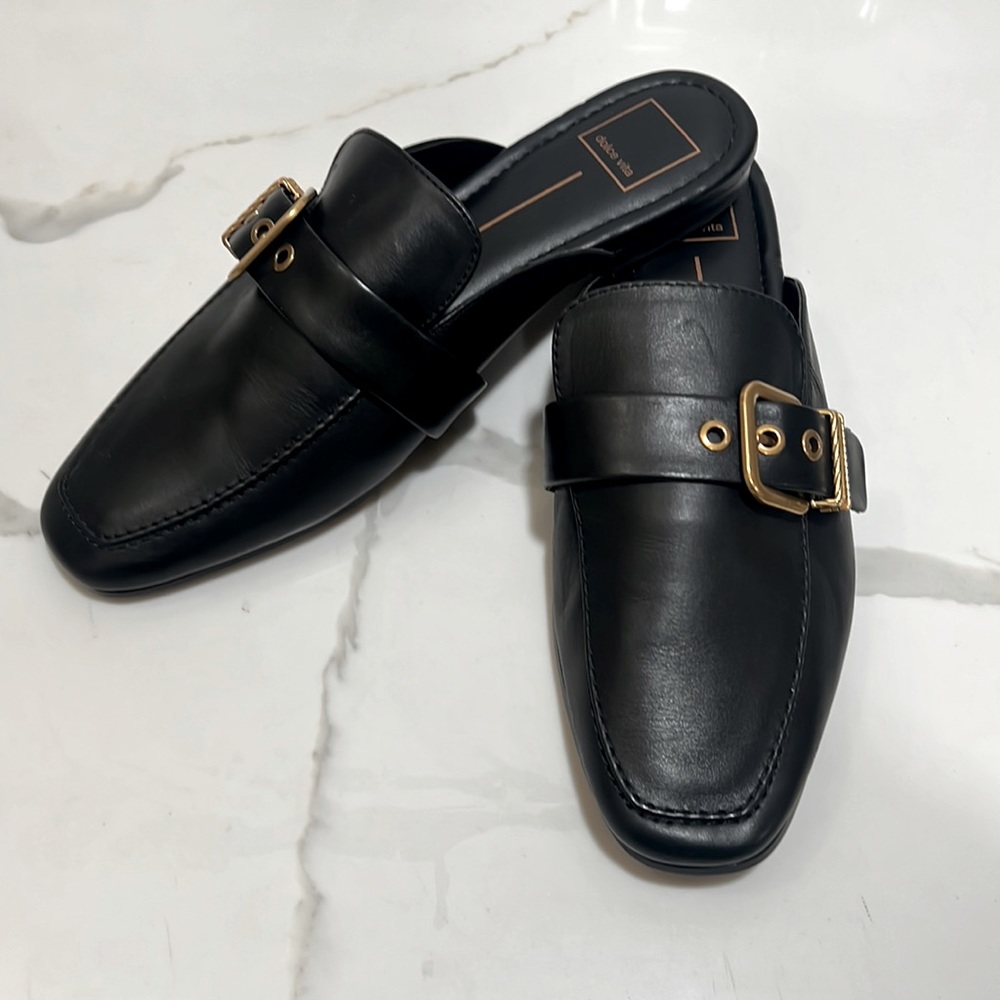 The Santel black leather mules by Dolce Vita
